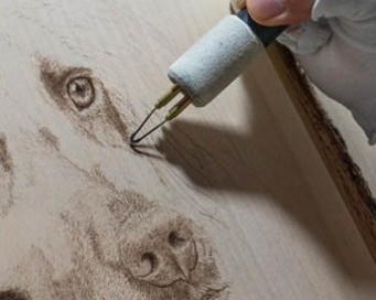 Motifs burned on wood